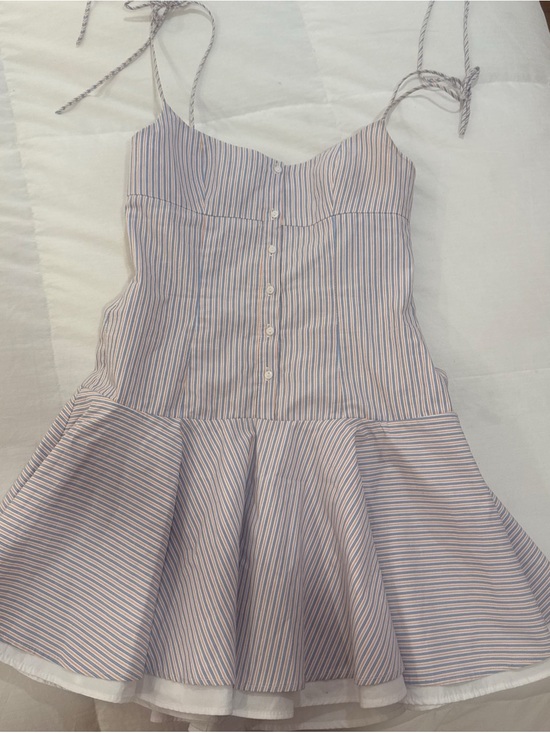 Zara Dresses & Skirts - Zara Striped Tie-Shoulder Mini Dress in Blue and Pink